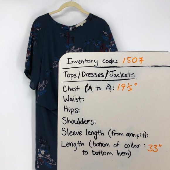 Monk & Lou Navy Blue  Floral Gathered Twist Short Sleeve Dess Size Small - Picture 15 of 16